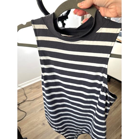 Abound Gray & White Stripe Sleeveless Mock Neck Bodysuit L - Picture 12 of 14